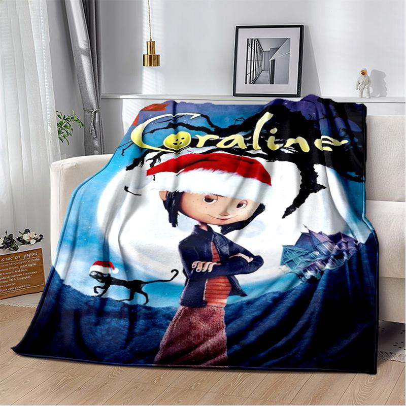 New Coraline Horror Cartoon Gift Soft Flannel Blanket,Throw Blanket Comfortable Blanket for Beds Sofa Home Bedroom Kids