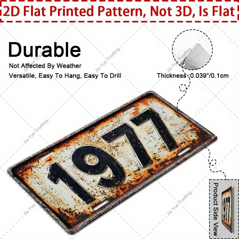 

Vintage Distressed White Black Number D Flat Printing Retro License Plate Style Metal Tin Sign Nostalgic MidSeventies 15x30cm(5.9x7.8inch)