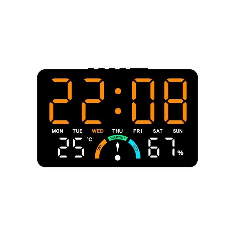 Modern Minimalists Design Electronic Clock Large Screen Display Indoor Thermometers Hygrometer Wall Mountable Tabletop