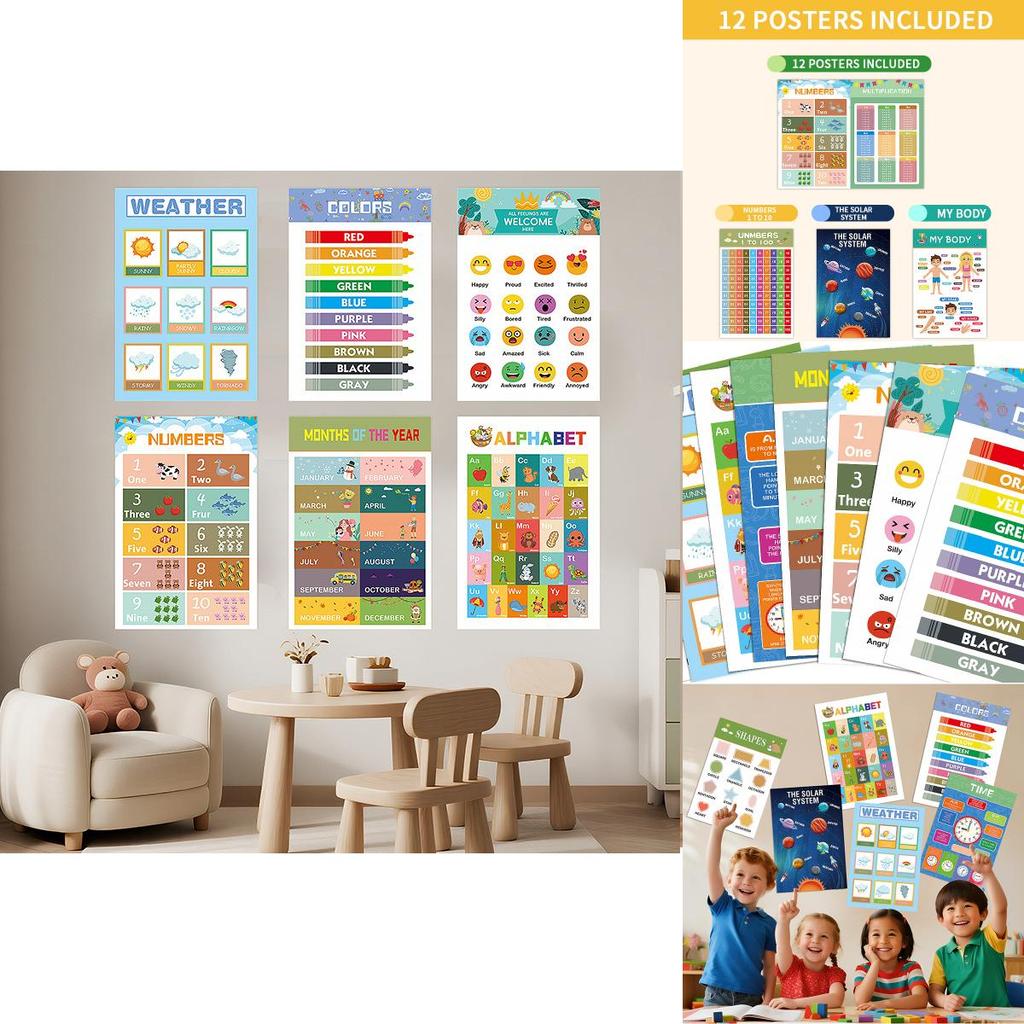 Educational Poster Set For Kids With Visual And Cognitive Development In Classroom Decor For Preschool And Elementary