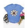 Women's European and American Summer Short-sleeve Top with Contrasting Color Floral Print, Fashionable Street Style, Versatile Casual Sports Shirt