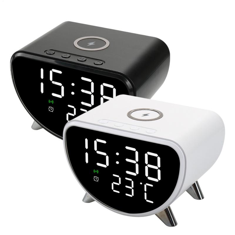 Alarm Clock With Wireless Charging Desk LED Alarm Clock With Temperature Meter Sleep Timer 15W Fast Wireless Charger Station