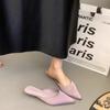 Fashion Women Pointed Toe Slippers Elegant Slingback Mules Shoes Summer Women's Sandals 2025 Low Heels Fashion Slides Mujer Sandalias