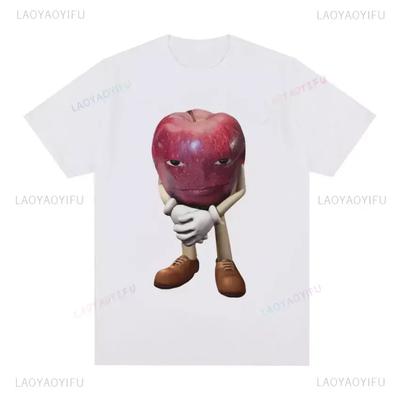 Funny Cartoon Fruits Apple Meme Printed Man T-shirt Casual Fashion Streetwear Hip Hop Women Tshirt Hipster Loose Harajuku Tees