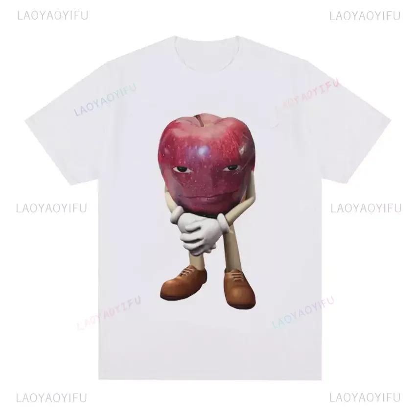 Funny Cartoon Fruits Apple Meme Printed Man T-shirt Casua... XL