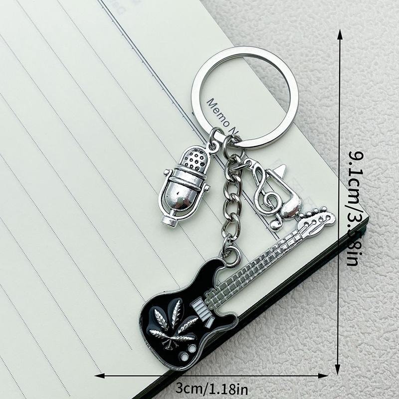 Y2k Guitar Musical Symbols Star Keychain Pendant For Men Women Punk Style Fashion Rock Bag Charm Accessories Gift