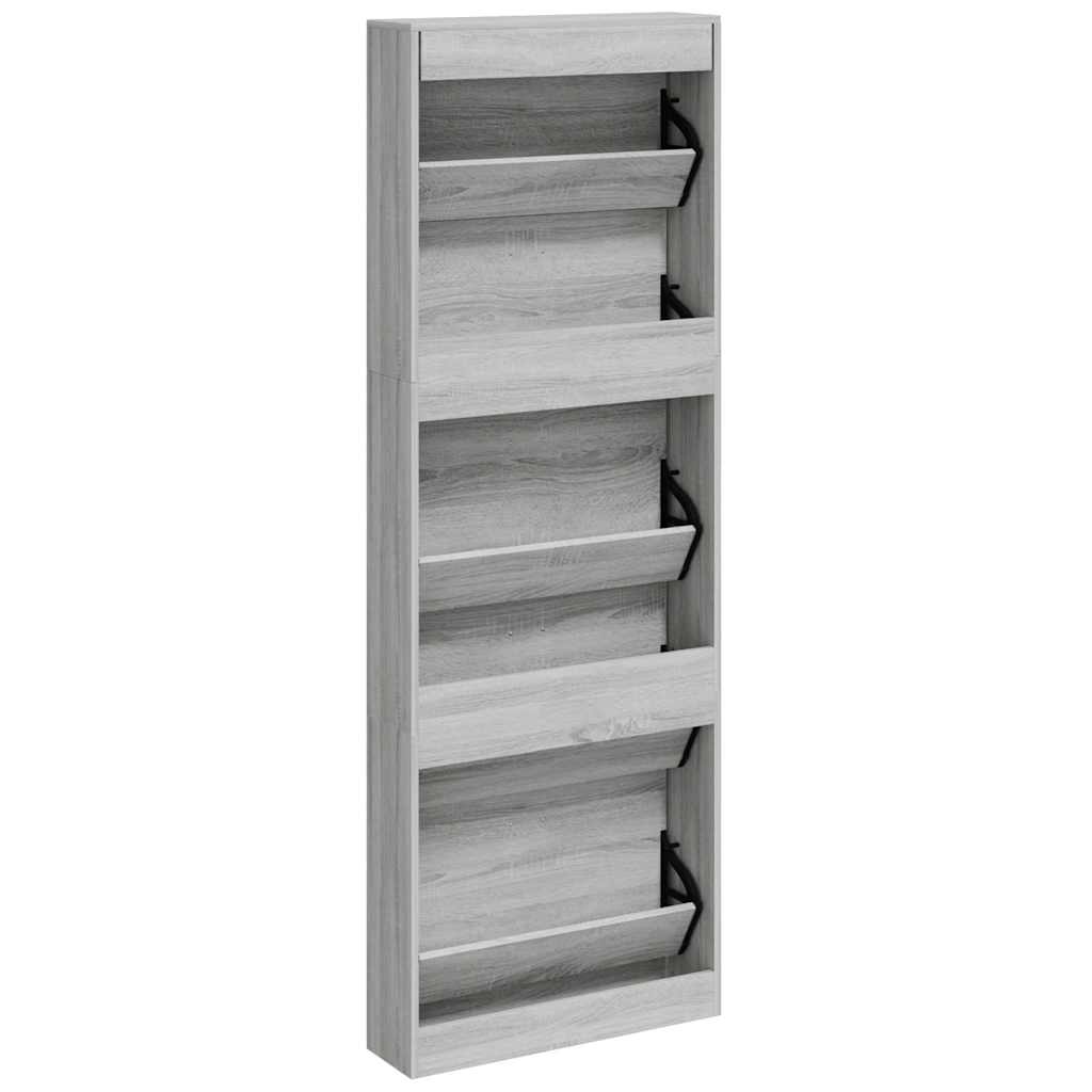 VidaXL Schuhschrank Grau Sonoma 59x17x169 cm Holzwerkstoff