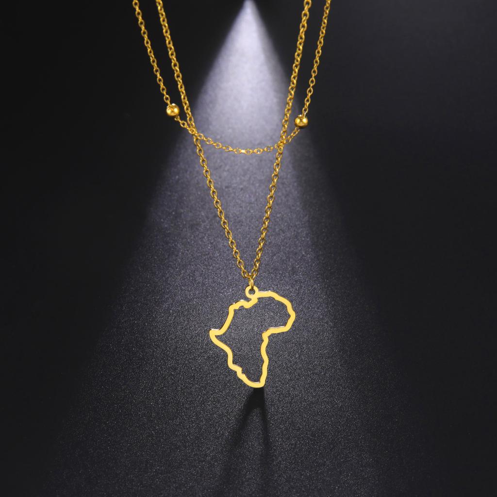 LIKGREAT African Map Necklace For Women Men Country Charm Stainless Steel Neckchain Cultural Ethnic Jewelry Gifts Wholesale