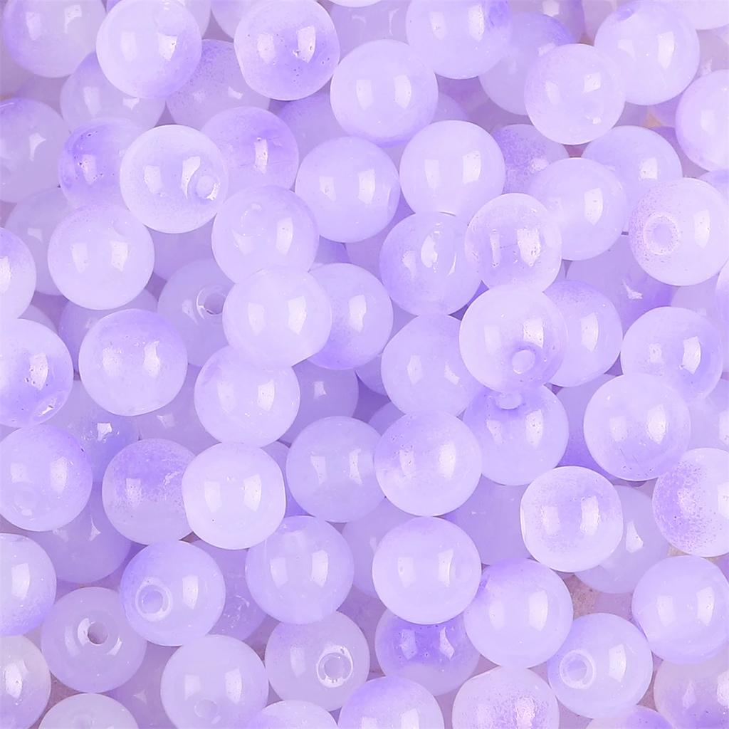 50pcs 8mm Glass Imitation Jade Bead Gradient Double Color Round Bead Handmade DIY Bracelet Necklace Jewelry Making Loose Bead Ma