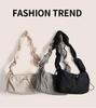 Korean Retro Pleated Lace Cloud Bag - Women's Nylon Drawstring Crossbody Tote