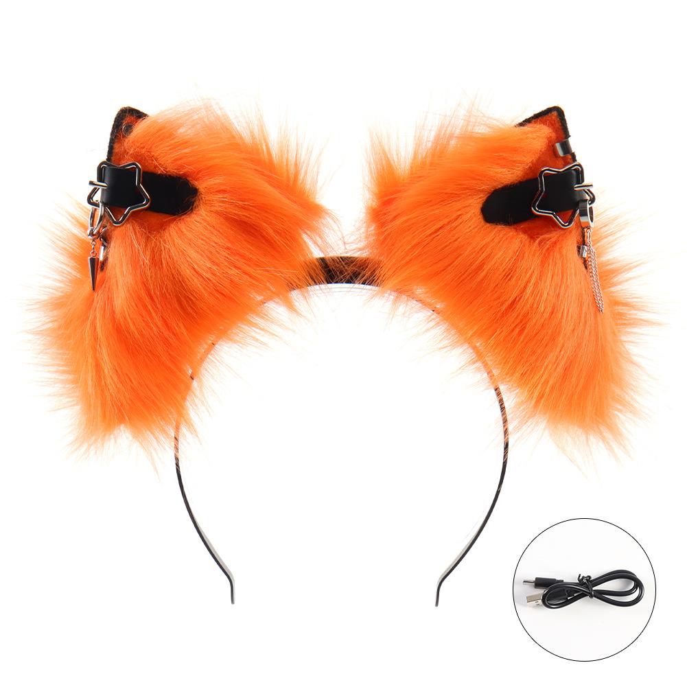 Plush Electric Animal Ear Headband Rechargeable Detachable Fox Ear Lolita Comic Show Prop Cat Ear Cosplay Accessories Halloween