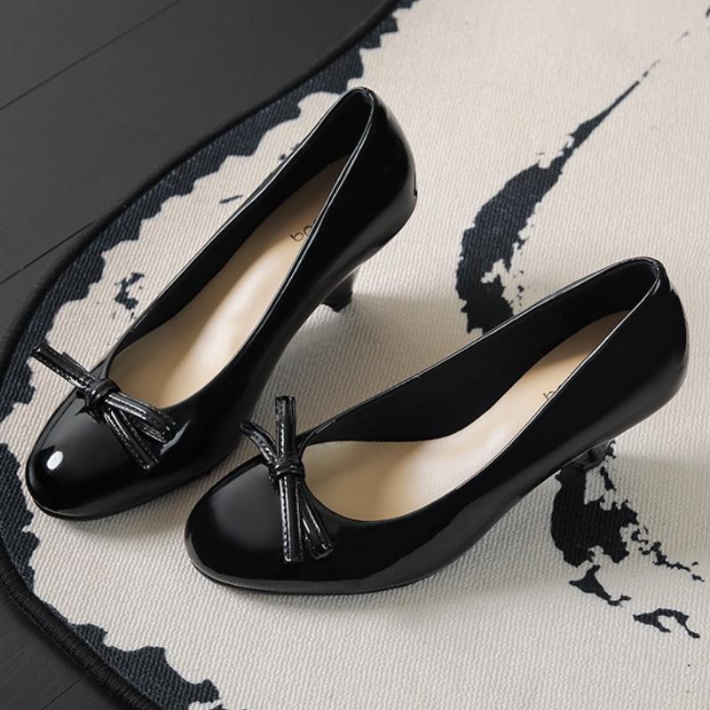 Fashion Fashion Round Toe Leopard Mary Jane Shoe Women Sweet Bow Kitten Heel Design Brand Pumps Elegant Banquet Dress Shoe Zapatos Mujer