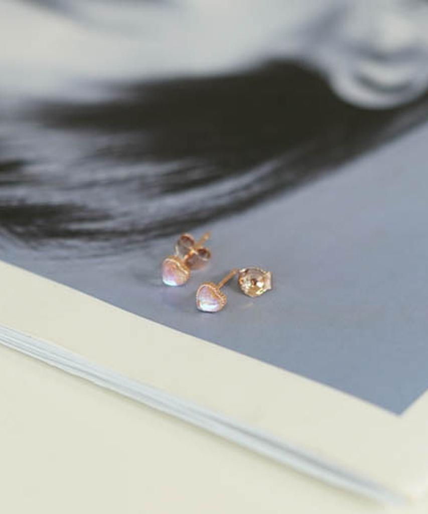 Alleun Silver 925 Heart Gemstone Stud Silver Earrings