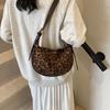 New Leopard Print Underarm Bag Women's Autumn and Winter Retro Matte Suede Dumpling Bag Shoulder Messenger Bag