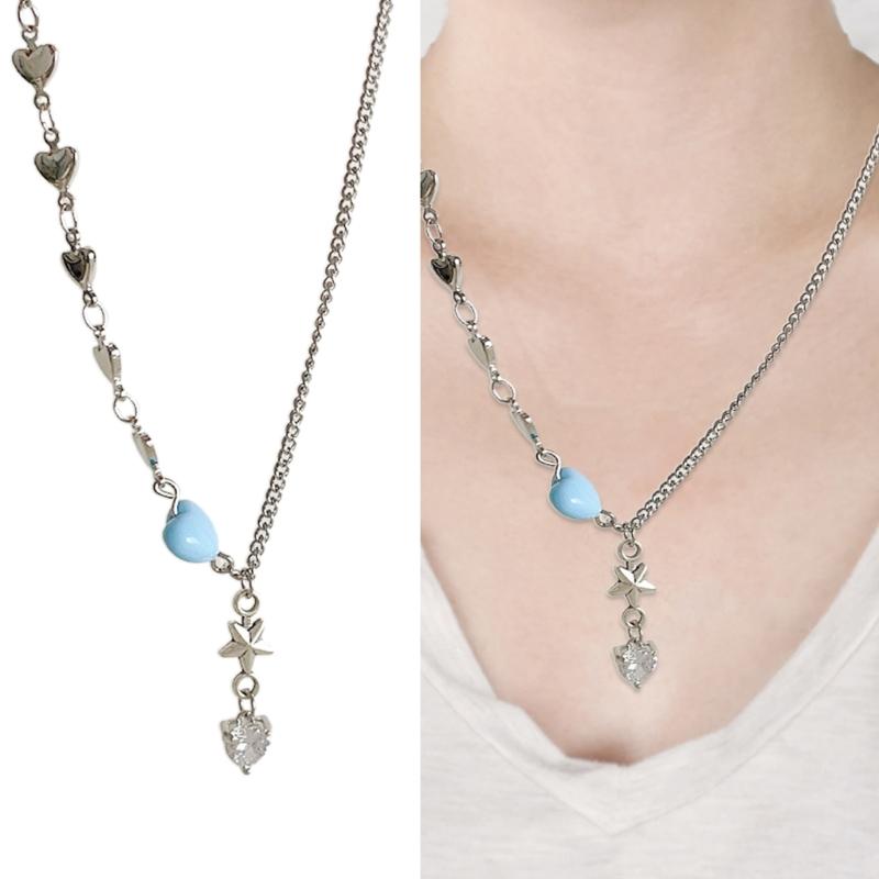 Süße Coole Zirkon Herz Anhänger Halskette Metall Herz Choker Mode Halskette Elegante Schlüsselbein Kette Y2K Schmuck