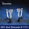Fine Jewelry Pass Diamond Tester Pen Moissanite Hoop Earrings For Women With GRA S925 Silver For Women Ear Clasps