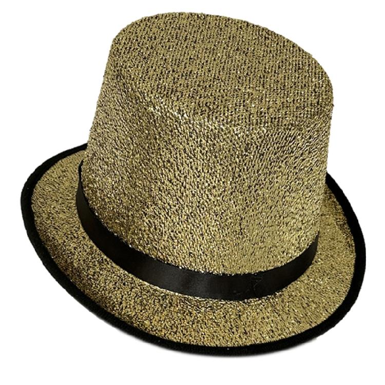 Magician Hat Wide Brim Fedora Hat Stage Top Hat Short Brim Flickering Glitter