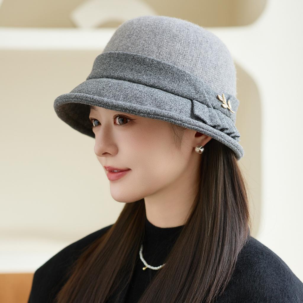 Fashion Basin Hat Women's Autumn and Winter Elegant Warm Top Hat Mother's New Bucket Hat