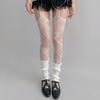 Women Sexy Hollow Out Fishnet Garter Belt Pantyhose Gothic Heart Patterned Sheer Thigh Highs Stockings Suspender Tights