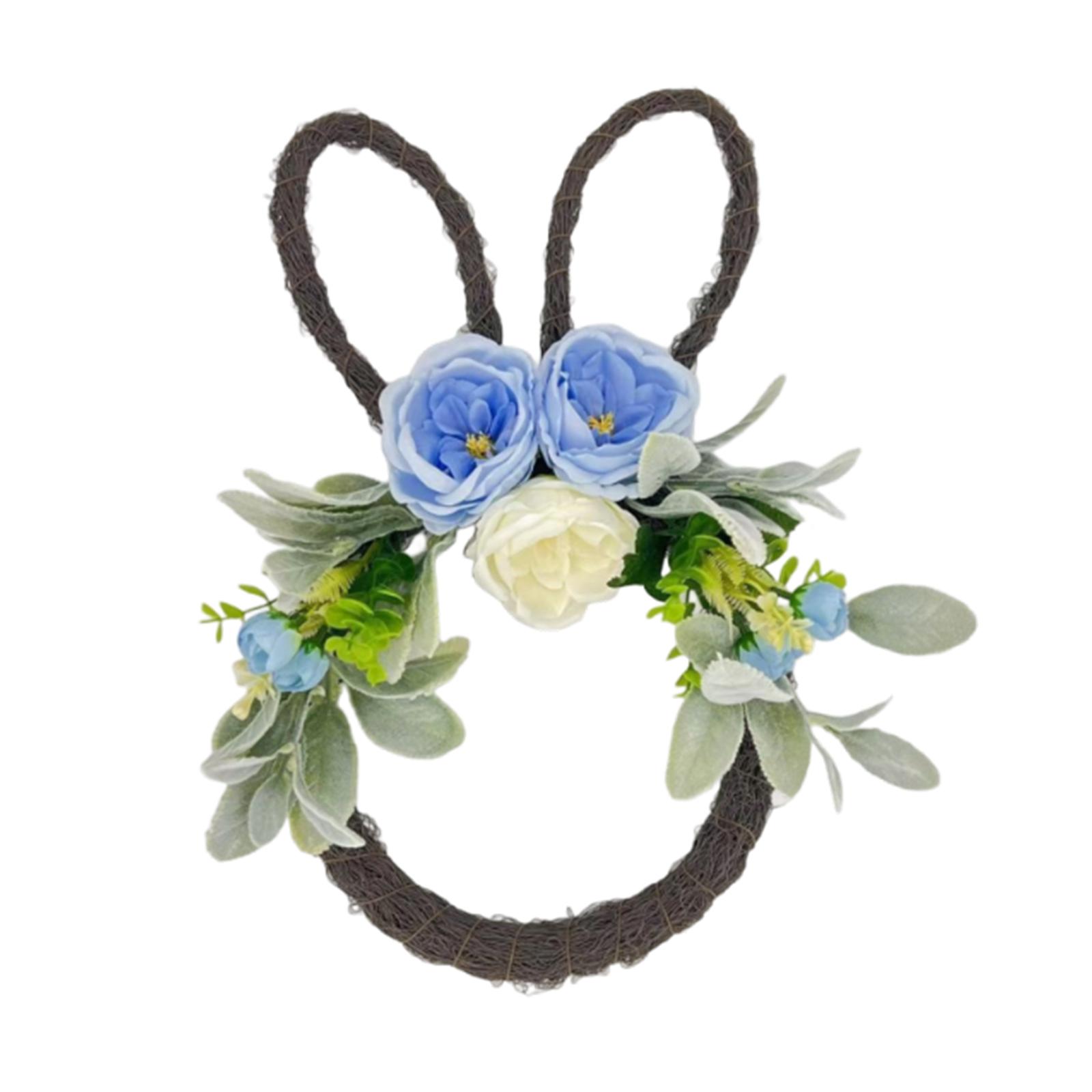 

Easter Bunny Wreath Door Hanging Decoration Handmade Simulated Flower Wreath Home Front Door Decoration Background Easter Decor Wreath One Size