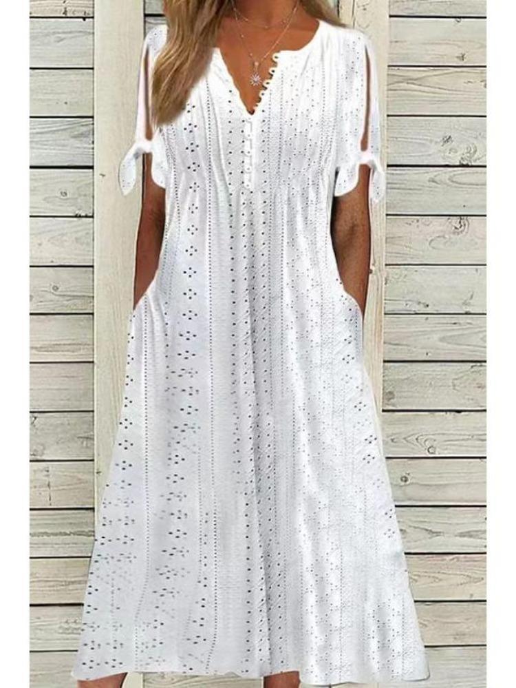 Fashion New Loose Fit Casual Dress High Waisted Embroidered