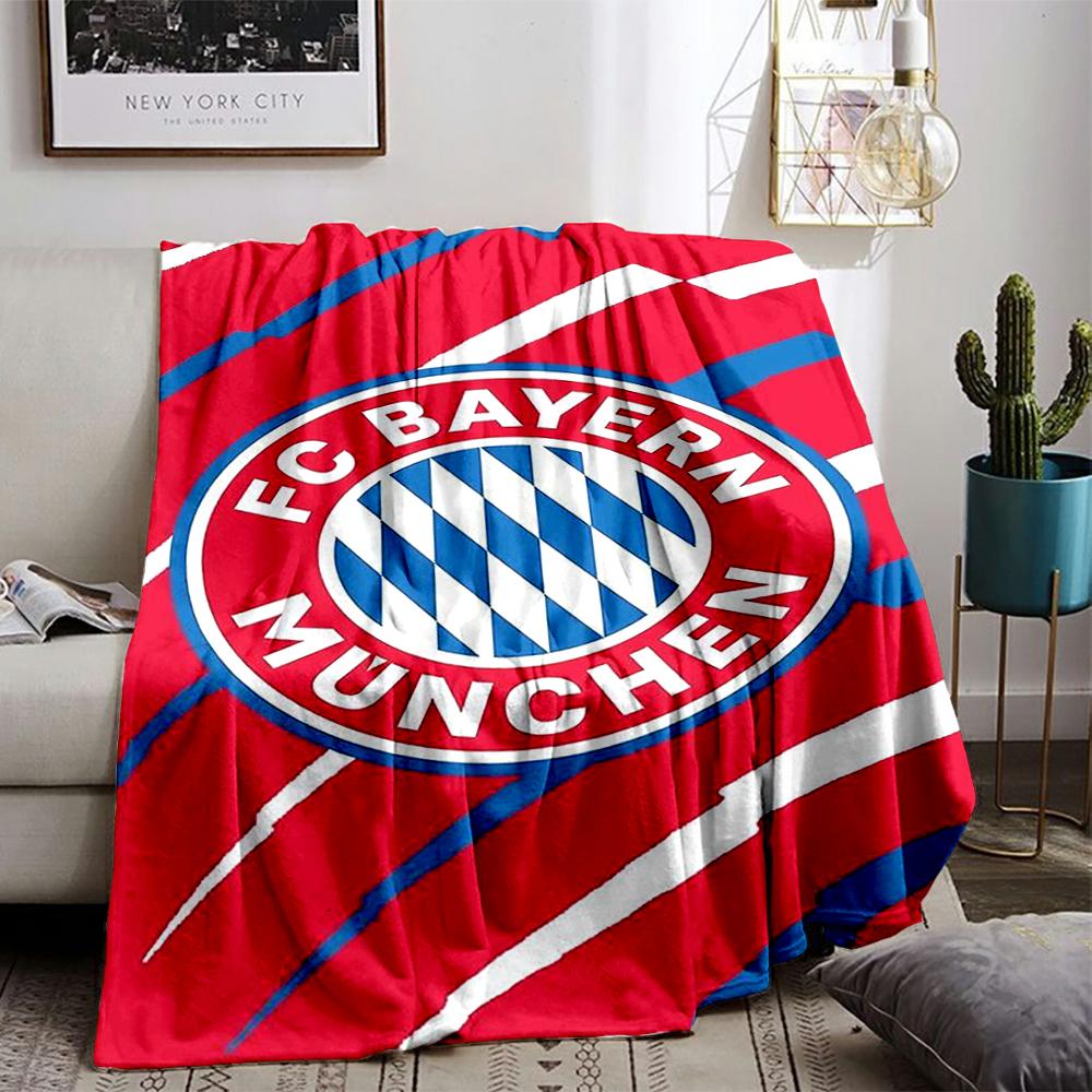 Bayern Munich Logo Red and Blue Flannel blanket for bedroom, living room, sofa, and nap