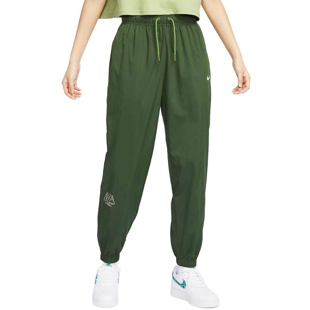 Nike Sportswear Solid Logo High-Waisted Tapered Joggers Women Bottoms Tree-Stem-Green FQ7008-306