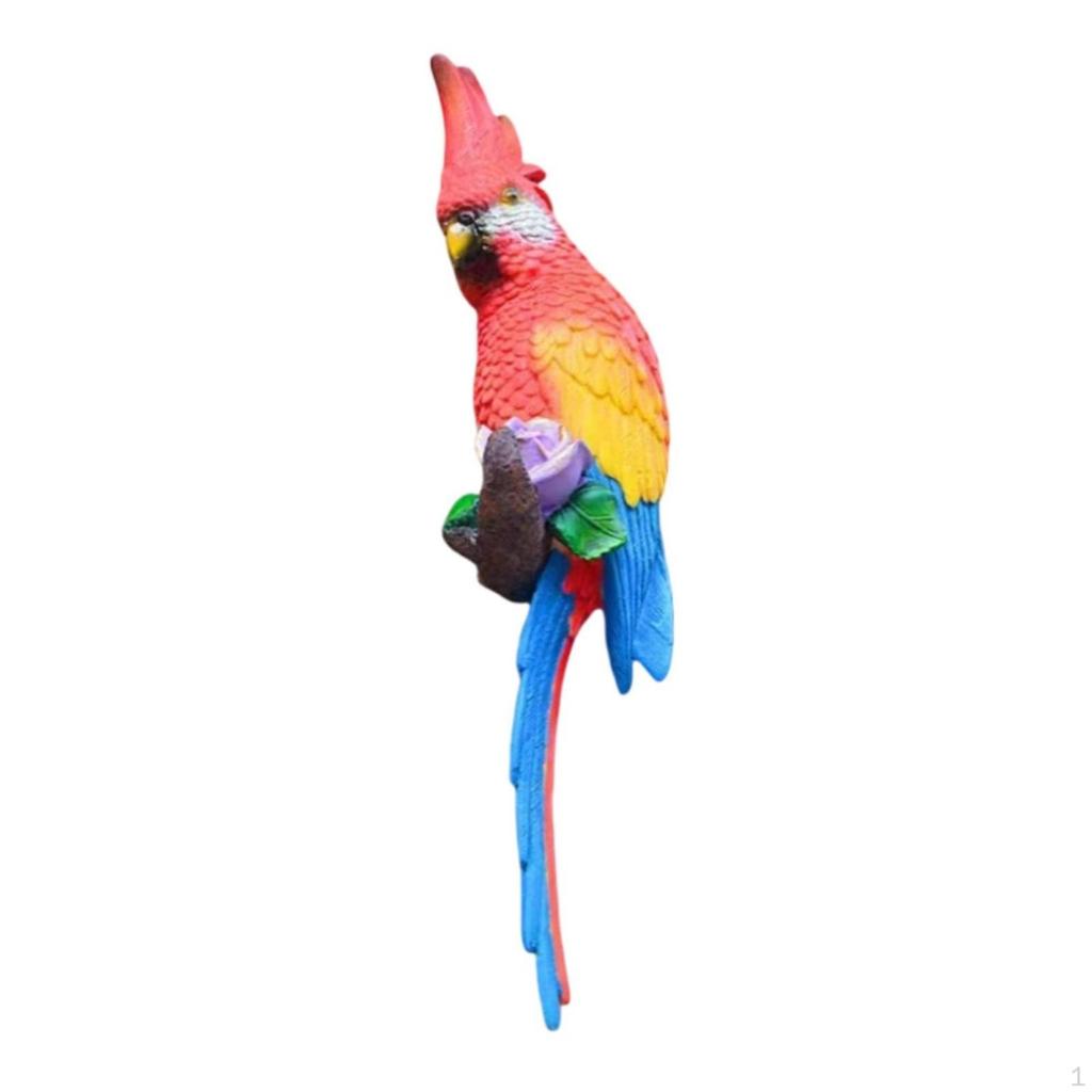 Figurina di Pappagallo da Appendere Ornamento di Uccello in Resina da Esterno per Patio, Balcone, Fioriera Ara