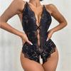 New sexy hollow lace deep open crotch one-piece erotic underwear set