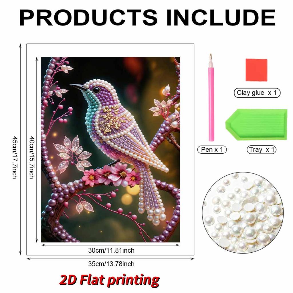 5D DIY Frameless Pearl Painting The Little Bird Pattern Painting Kit, Suitable for Home Living Room Bedroom and Other Wall Decoration Art Paintings