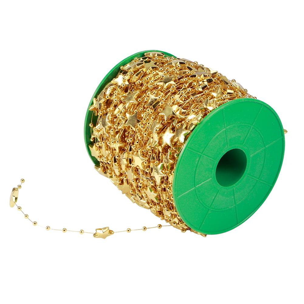 DIY Star Faux Pearls Beads String Garland for Christmas Tree Wedding Party Bouquet Decoration(Gold