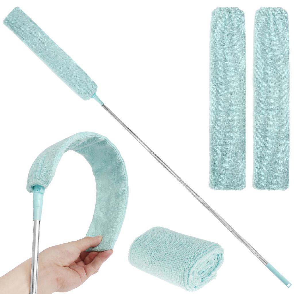 Gap Dust Cleaner Retractable Microfiber Gap Dust Brush Flexible Long Flat Gap Duster with Extendable Pole and Cloth Cover