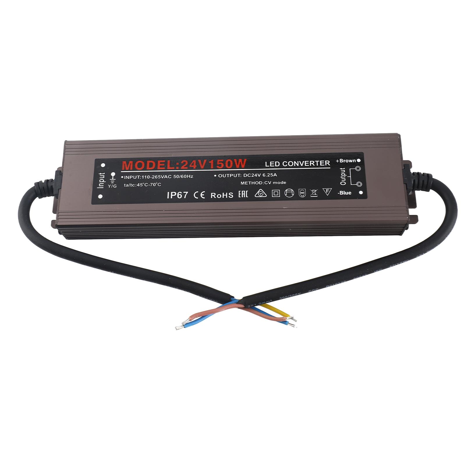 

IP67 LED Driver Switch Power Supply Transformer Adapter Constant Voltage Output for LED Strip Light Outdoor Lightbox 150w