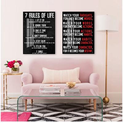 Painting For Bedroom Classroom Home Office 7 Rules of Life Watch Your Thoughts Motivational Poster And Print Canvas