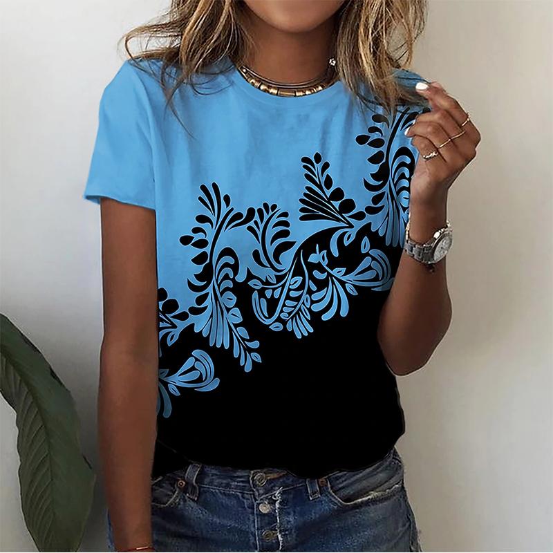 Sunflower Floral 3D print T-shirt for women casual V-neck T-shirt Y2k Tops Harajuku streetwear oversized T-shirts womens clothing