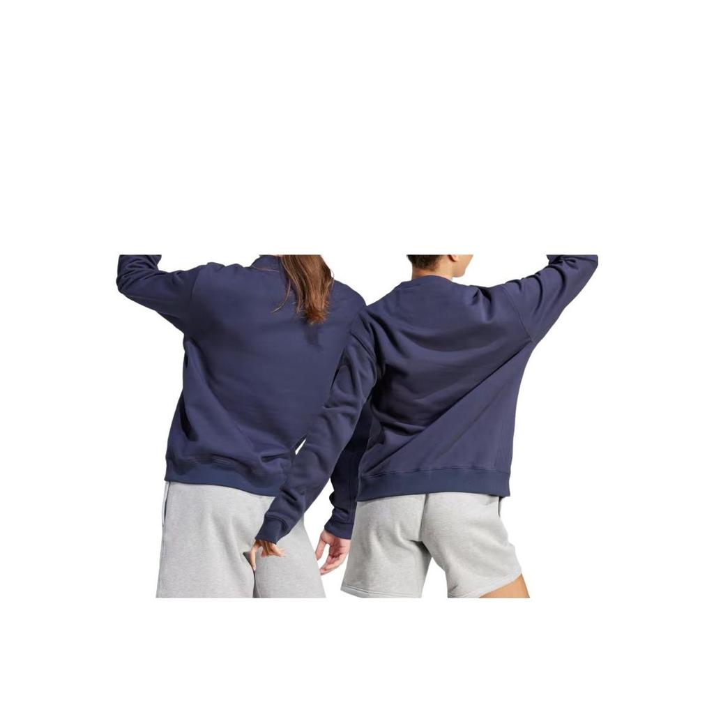 Adidas Solid Color Loose Casual Fleece Sweater Men Sweater Blue Purple IS1600