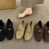 Women's British Style Round Toe Flat Bottom Slip-On Casual Flats Shoes Korean Version French Retro Design Spring Autumn Wear