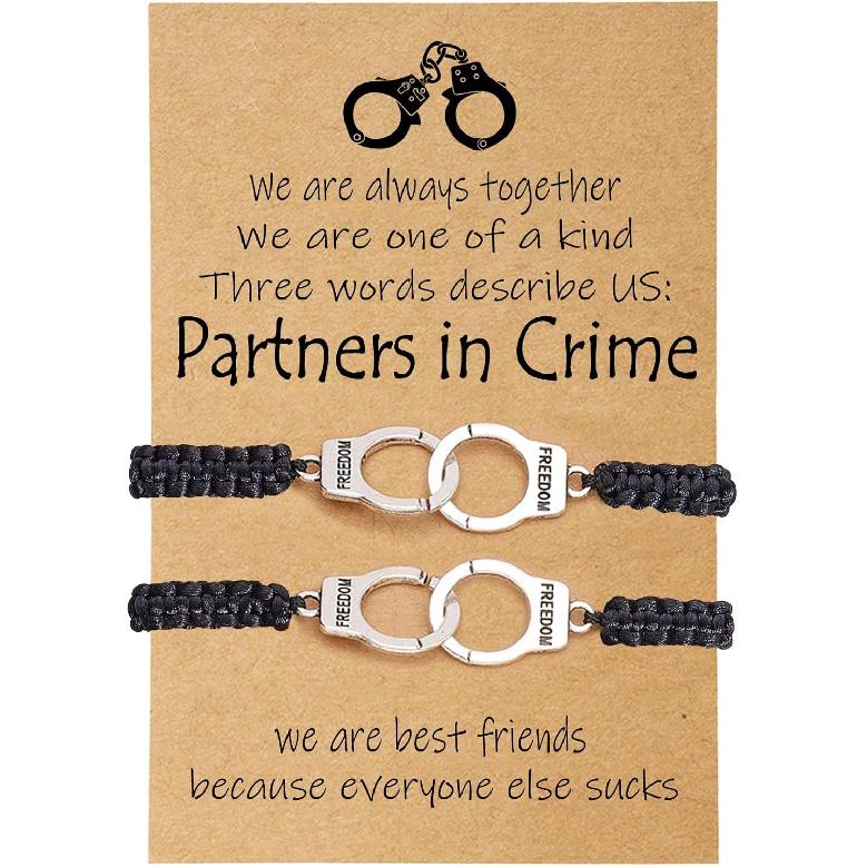 RAYSTAR Best Friend Birthday Gifts for Women Girl Friendship Bracelets for 2/3/4 Partner in Crime Handcuff BFF Bracelets Gifts