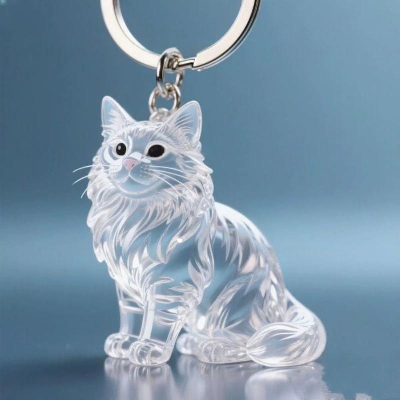 

Cute Cat Hair Storage Keychain Bag Pendant Transparent Pet Fur Keepsake Capsule Souvenir Collection Gift Decoration Accessories A4