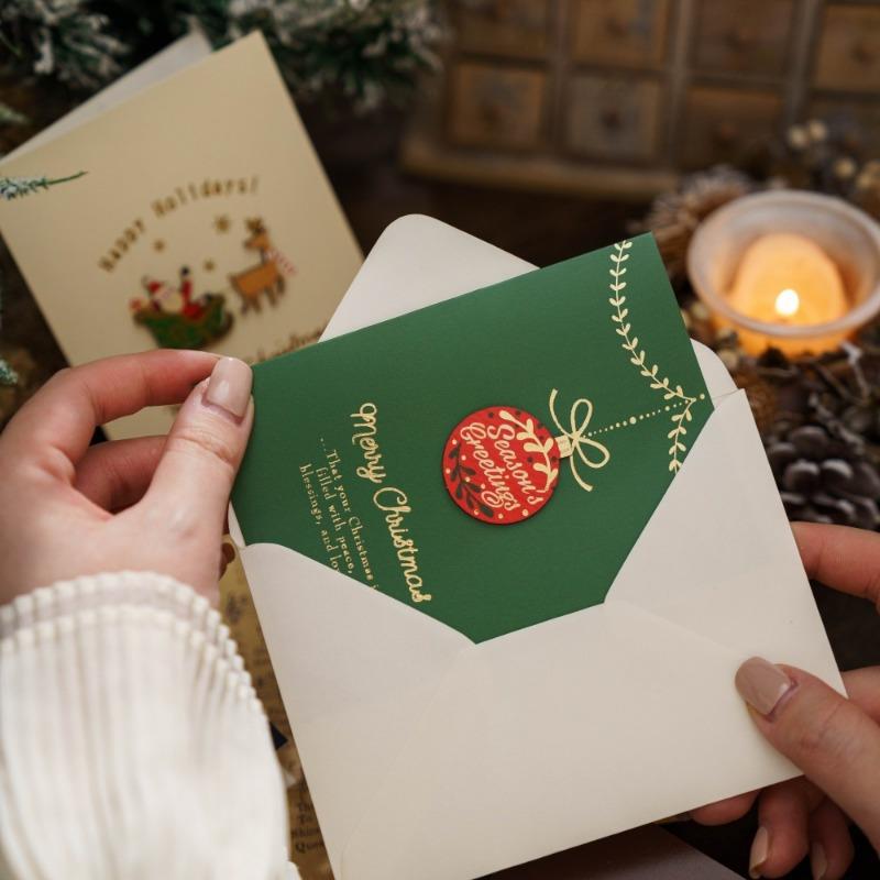 4pcs Retro Christmas Eve Cards Gifts Festivals Christmas Handwritten Cards  Thank You Cards