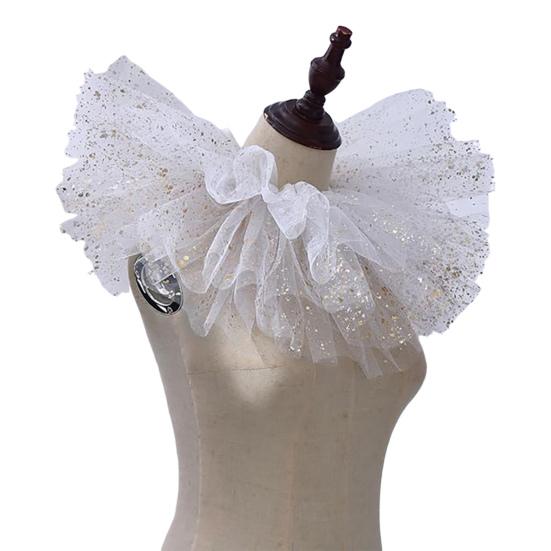 Victorian Retro Mesh Neck Ruff Collar Glitter Layered Ruffle Fake