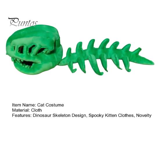 Costume di Halloween per Animali Domestici Piccoli, Costume da Scheletro di Dinosauro per Gatti, Abito con Cappuccio in Peluche, Abbigliamento Carino Spaventoso e Comodo per Gattini, Dolcetto o Scherzetto, Foto Divertente