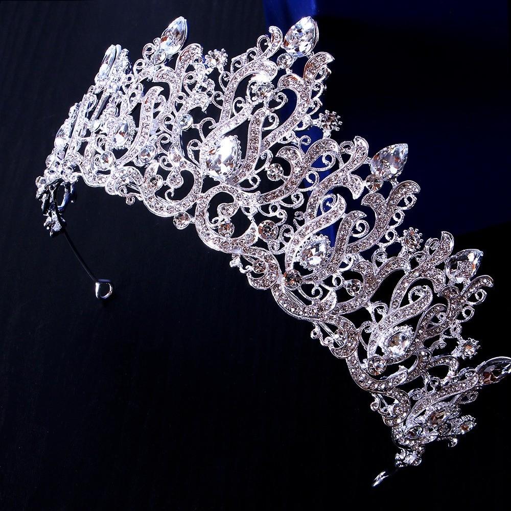 Shiny Silver Princess Tiara Crystal Rhinestone Crown Exquisite Baroque Luxury Crown Wedding