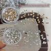 Mini 2x4 Zirconia Nail Art Rhinestone Decorations - Translucent White & Champagne Flat Back Mosaic DIY Accessories.