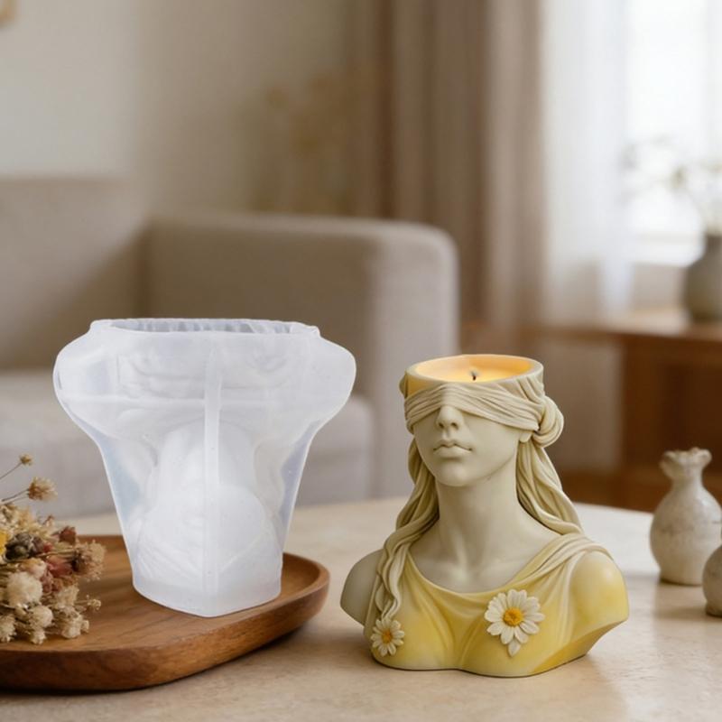 Elegant Blindfolded Goddess Planter Mold High Quality Silicone Candle Holder Mold For Jewelry Candle Home Decors