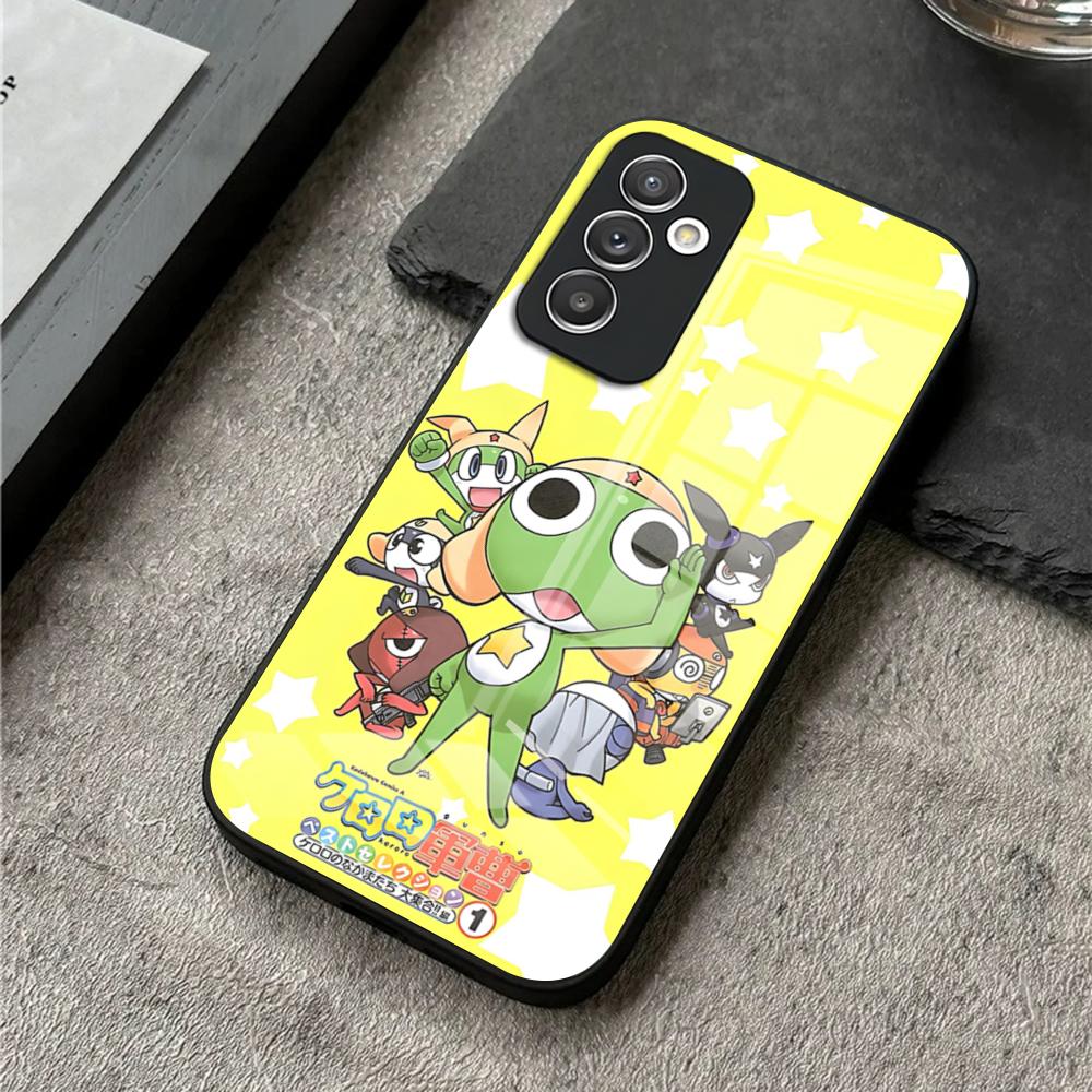 Keroro Frog Cool Gunsou Phone Case For S24 Ultra Samsung S23 S22 S20 Fe S21 Plus Galaxy A54 A34 A24 A53 A16 Glass Cover