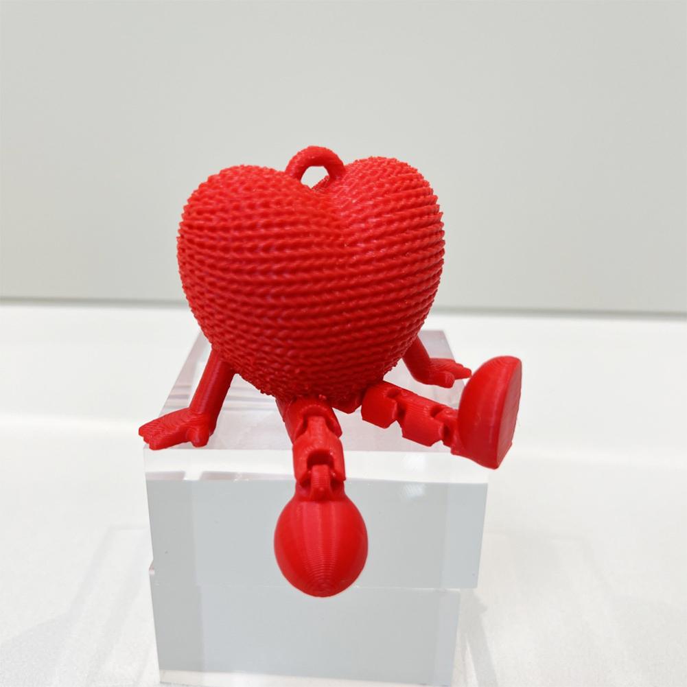 3D Printed Red Heart Model Toy Movable Joint Desktop Decoration Ornament Valentine's Day Gift