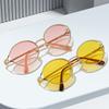 New Round Frame Metal Sunglasses Women's Fashion High Sense Anti-blue Sunglasses Round Frame Personality