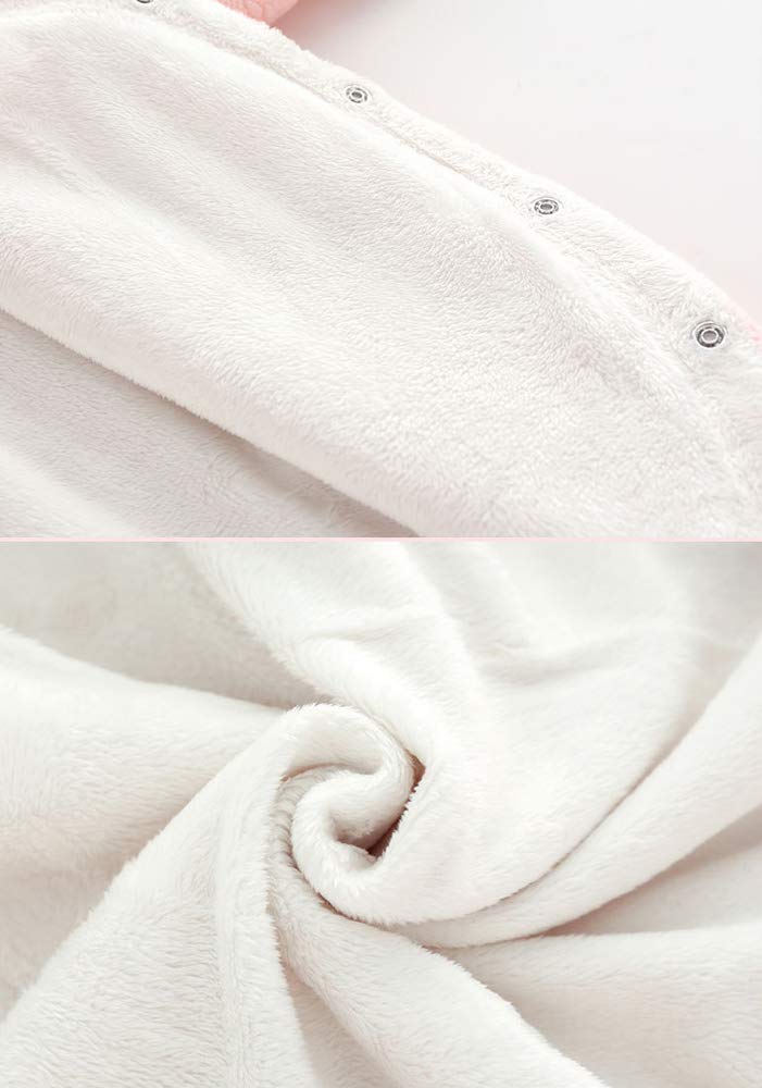 Haine Bebelus Body cu Mânecă Lungă Față Deschisă Nou-născut Picioare Bebelus Glugă Gros Toamnă Iarnă Vreme Rece Haine Salopetă Fetiță Cadou Roz Simplu 3M