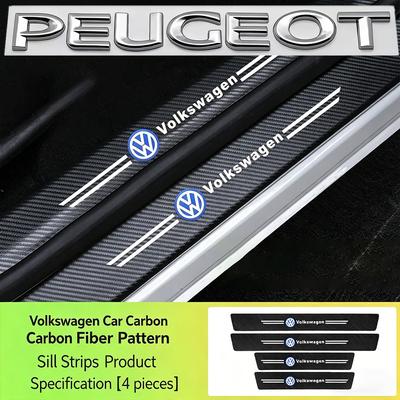 Car Threshold Strip Anti Scratch Door Sill Protector Bumper Protector Accessories For VW Golf T‑Roc Tiguan Polo Passat MK6 MK7 Ru0